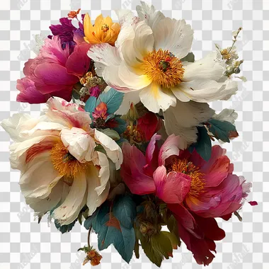 PNG Vivid Floral Rose Bouquets with Intricate Detail PNG Vivid Floral Rose Bouquets with Intricate Detail