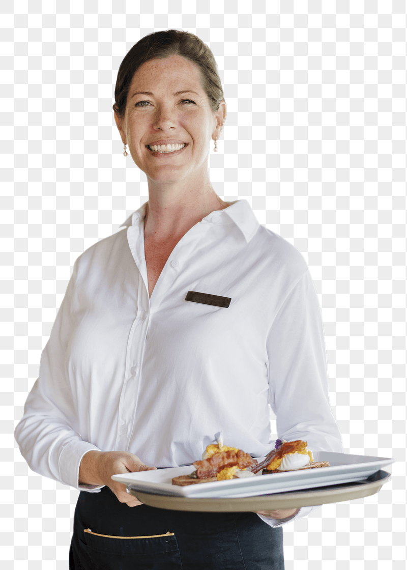 PNG waitress serving food sticker, | Free PNG - rawpixel