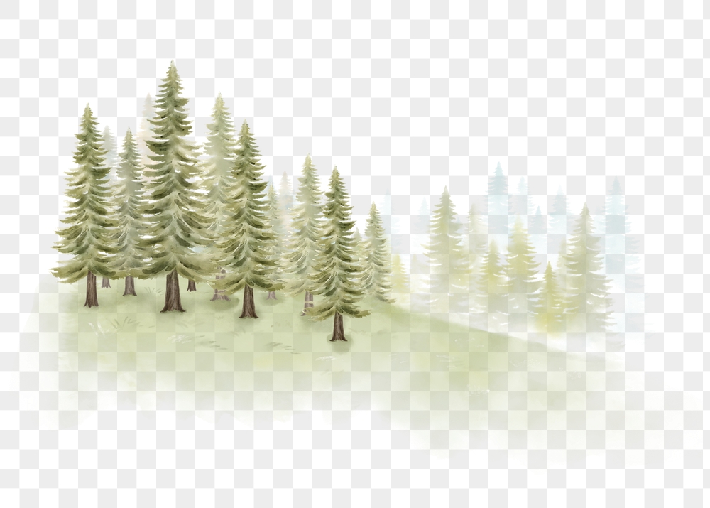 PNG watercolor forest, nature collage | Free PNG - rawpixel