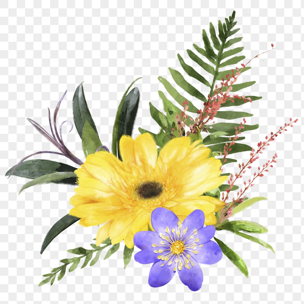 PNG watercolor spring flower arrangement, | Free PNG - rawpixel
