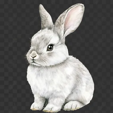 PNG Watercolor white rabbit illustration for home decor, PNG format