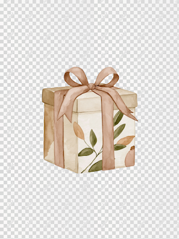 PNG Watercolor Wrapped Christmas Gift Illustration