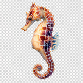 PNG Watercolour Seahorse on White Background