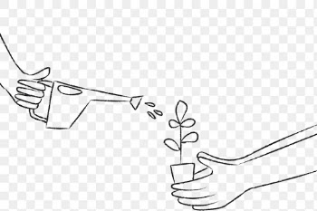 PNG watering plant doodle environment concept | Free stock illustration | High Resolution graphic
