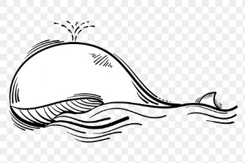 Png whale funky hand drawn doodle cartoon sticker
