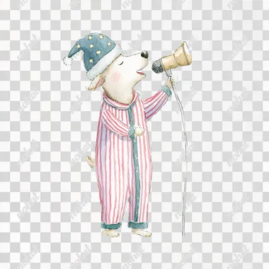PNG Whimsical Dog Singing in Pajamas PNG Whimsical Dog Singing in Pajamas
