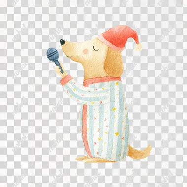PNG Whimsical Dog Singing in Pajamas PNG Whimsical Dog Singing in Pajamas