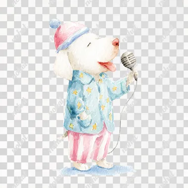 PNG Whimsical Dog Singing in Pajamas PNG Whimsical Dog Singing in Pajamas