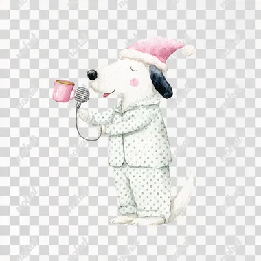 PNG Whimsical Dog Singing in Pajamas PNG Whimsical Dog Singing in Pajamas