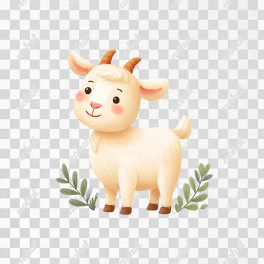 PNG Whimsical Smiling White Goat Illustration PNG Whimsical Smiling White Goat Illustration