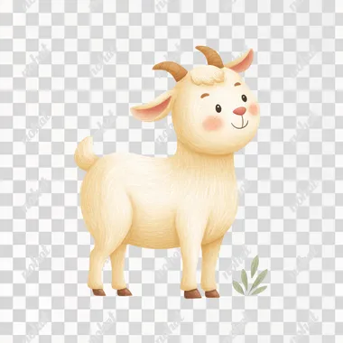 PNG Whimsical White Goat Illustration PNG Whimsical White Goat Illustration