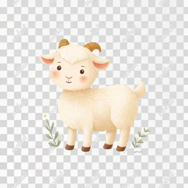 PNG Whimsical White Goat Illustration PNG Whimsical White Goat Illustration