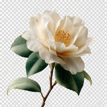 PNG White Camellia Flower Botanical Illustration