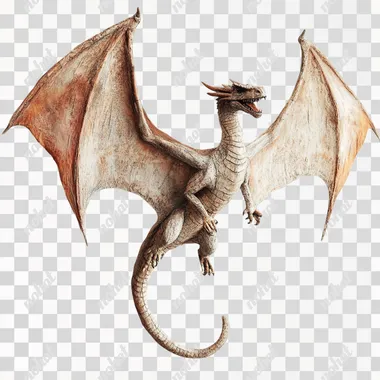 PNG White dragon with orange wings soaring through the skies of Hogwarts