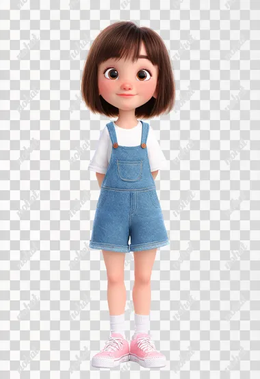 PNG Wholesome 3D Pixar-Style Cartoon Girl PNG Wholesome 3D Pixar-Style Cartoon Girl