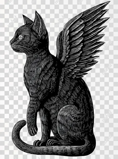PNG Winged Cat Vector Art PNG Winged Cat Vector Art