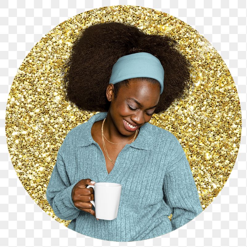 Png woman drinking coffee badge | Free PNG - rawpixel