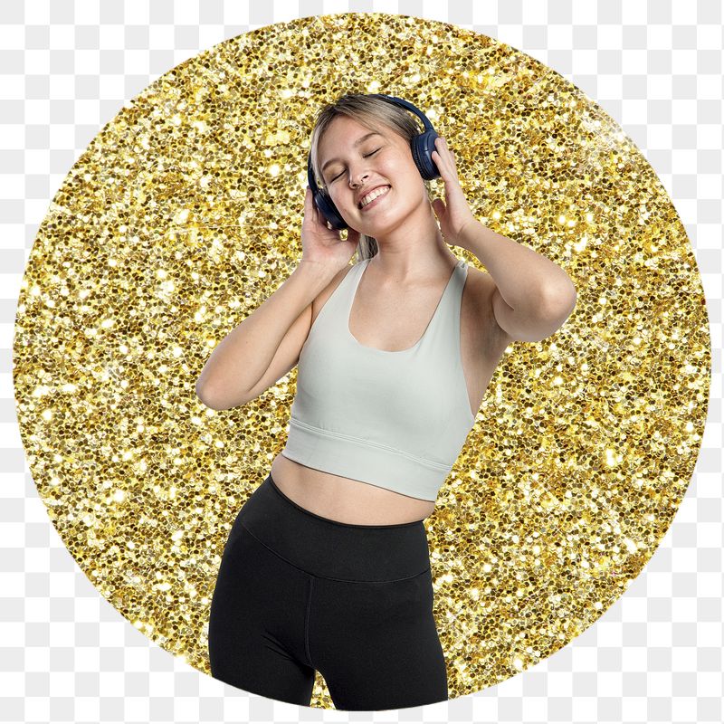 Png woman enjoying music badge | Free PNG - rawpixel