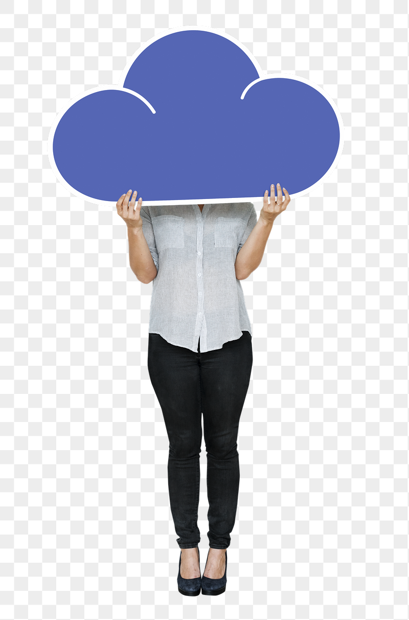 Png Woman holding blue cloud | Free PNG - rawpixel