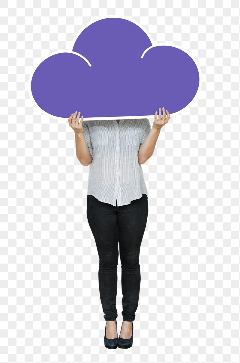 Png Woman holding blue cloud | Free PNG - rawpixel