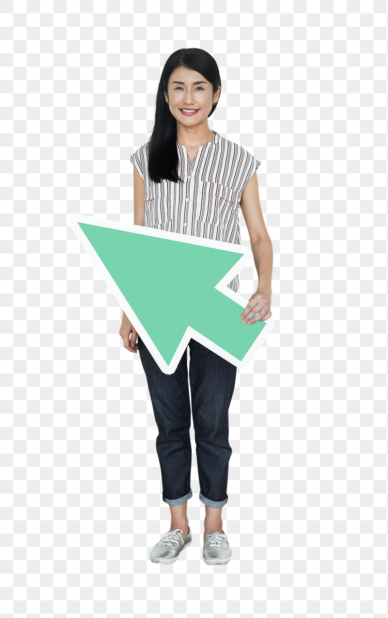 Png Woman holding green arrow | Free PNG - rawpixel