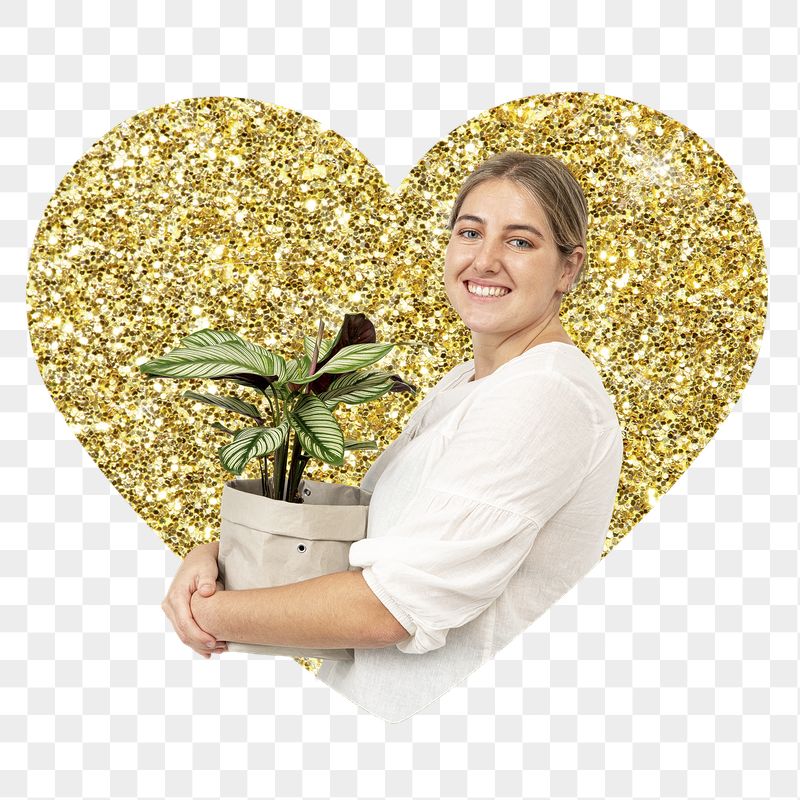 Png woman holding plant badge | Free PNG - rawpixel
