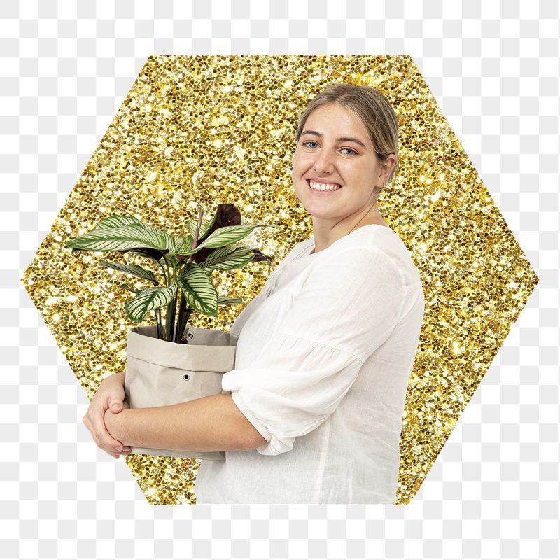 Png woman holding plant badge | Free PNG - rawpixel
