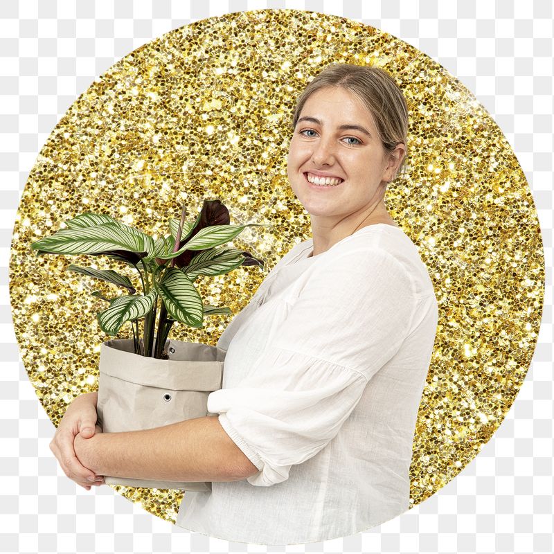 Png woman holding plant badge | Free PNG - rawpixel