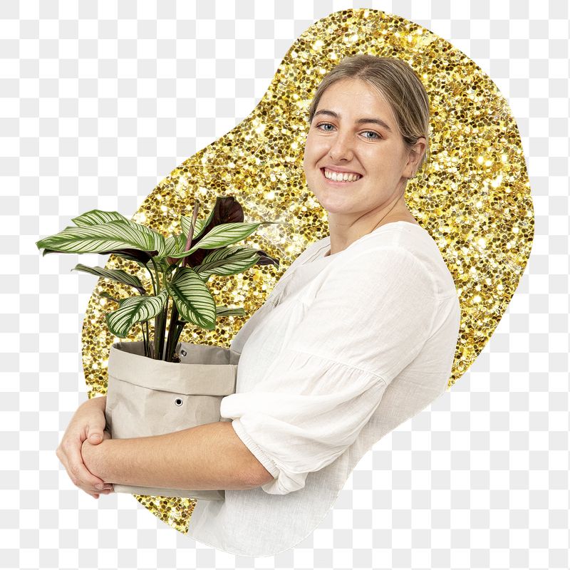 Png woman holding plant sticker, | Free PNG - rawpixel