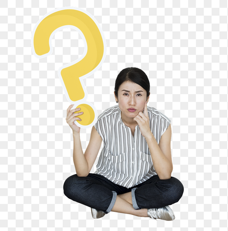 Png Woman holding question mark | Free PNG - rawpixel
