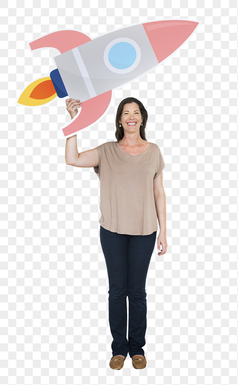Png Woman holding rocket icon, | Free PNG - rawpixel