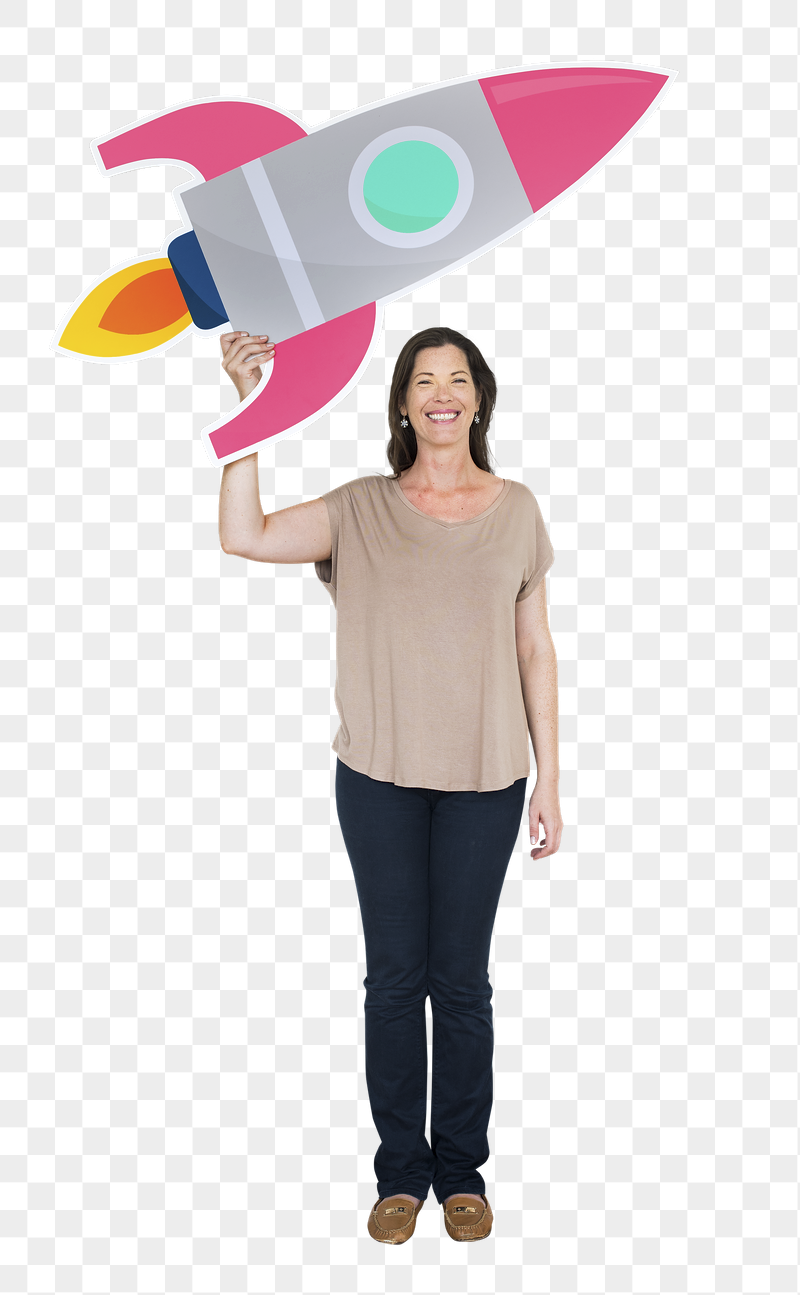 Png Woman holding rocket icon, | Free PNG - rawpixel