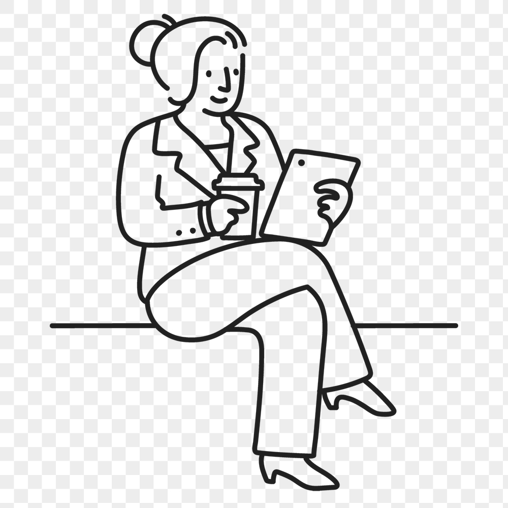 Png woman holding tablet sticker, | Free PNG Illustration - rawpixel