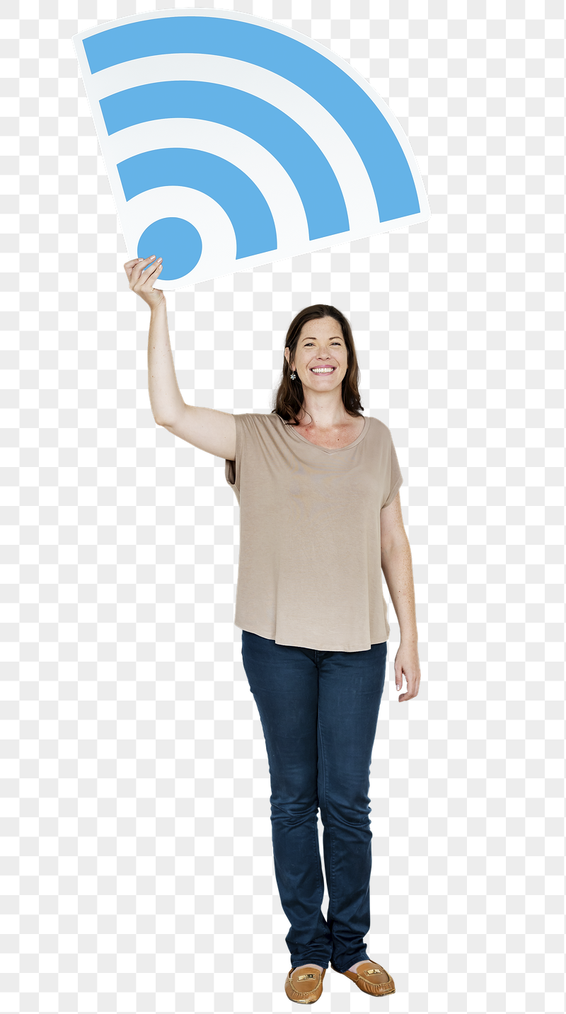 Png Woman holding wifi wave | Free PNG - rawpixel