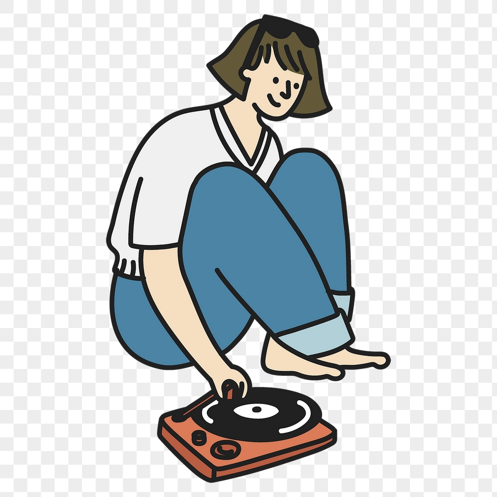 Png woman listening to music | Free PNG Illustration - rawpixel