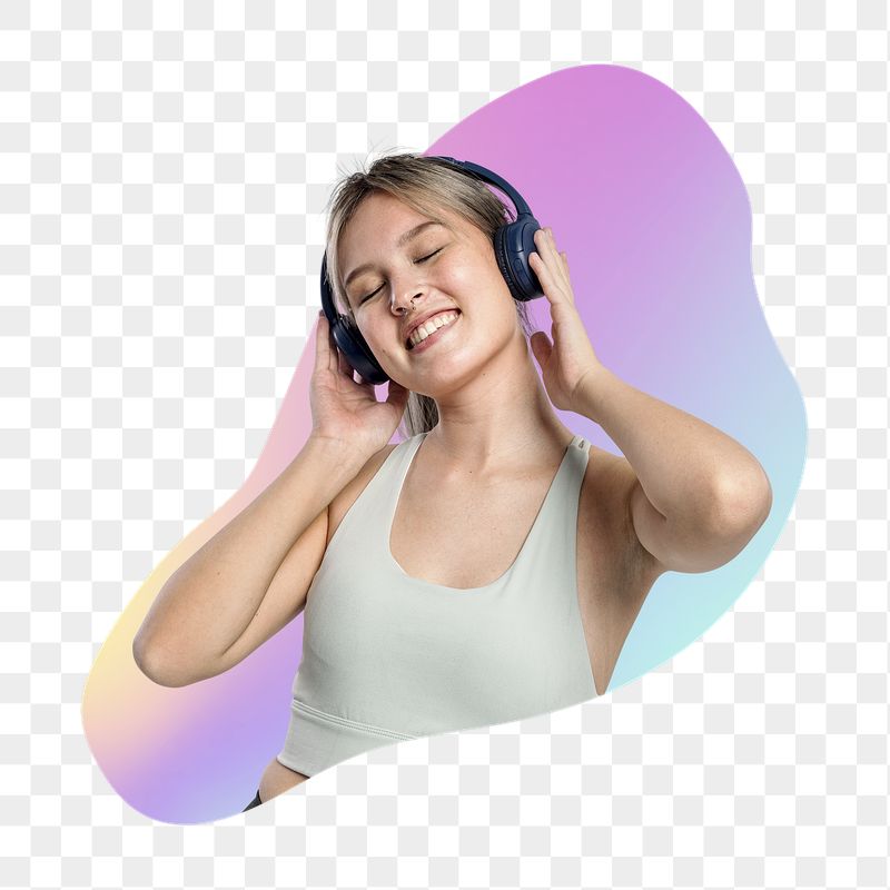 Png woman listening to music, | Free PNG - rawpixel