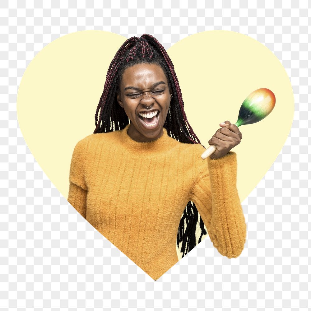 Png woman playing maraca badge | Free PNG - rawpixel