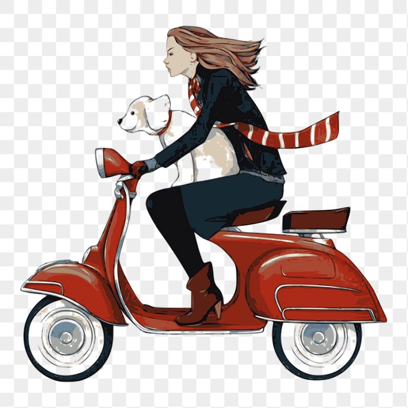 Png woman riding scooter sticker, | Free PNG - rawpixel