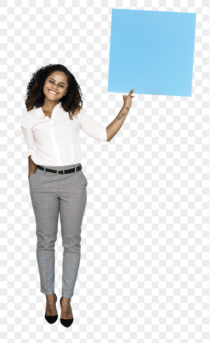 Png Woman showing blank blue | Free PNG - rawpixel