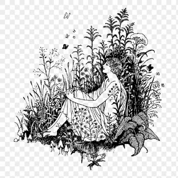 Png Woman sitting in grass | Free PNG - rawpixel