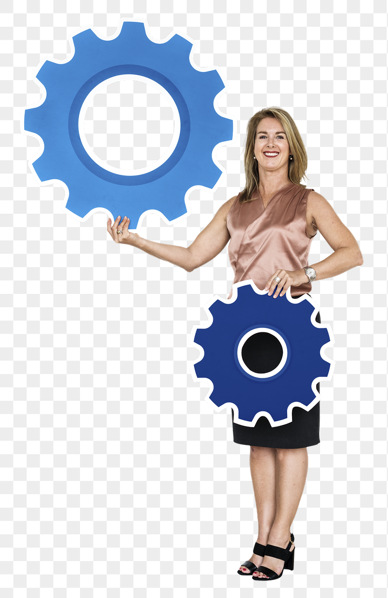 Png Woman & two gears, | Free PNG - rawpixel