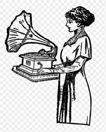 Png woman using gramophone drawing | Free PNG - rawpixel