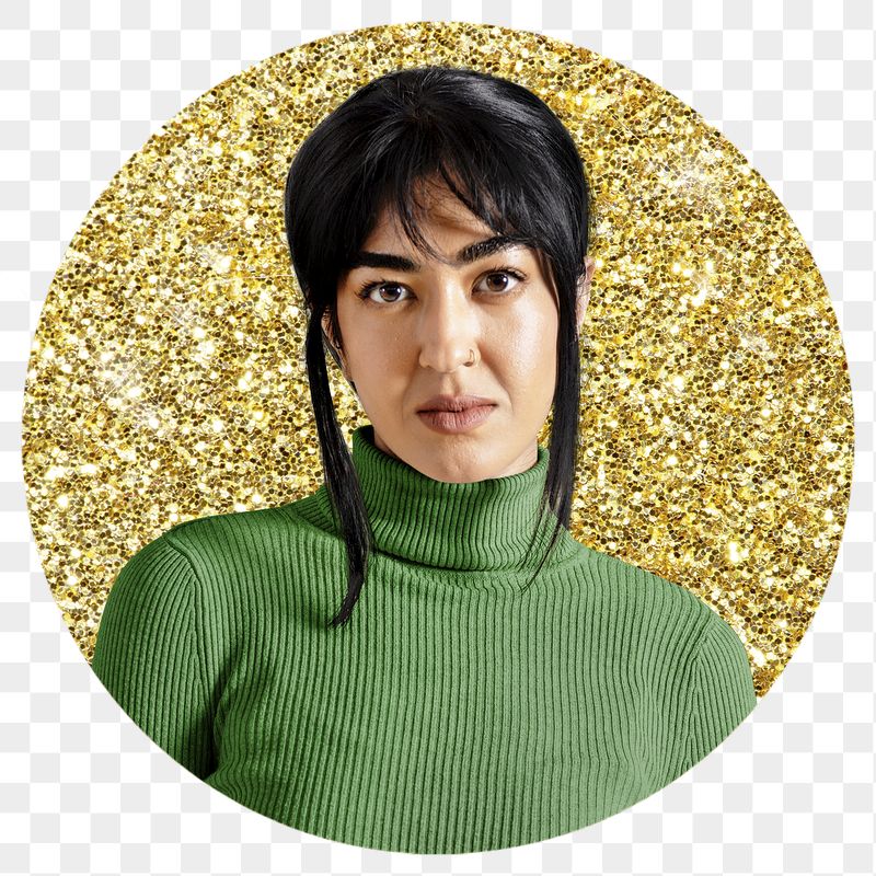 Png woman wearing turtleneck badge | Free PNG - rawpixel