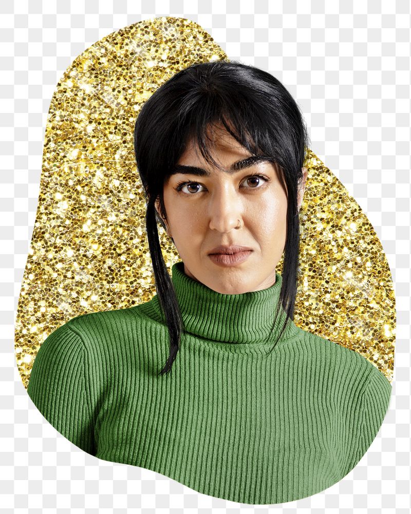 Png woman wearing turtleneck badge | Free PNG - rawpixel
