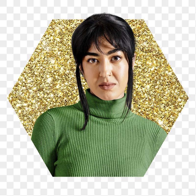 Png woman wearing turtleneck badge | Free PNG - rawpixel