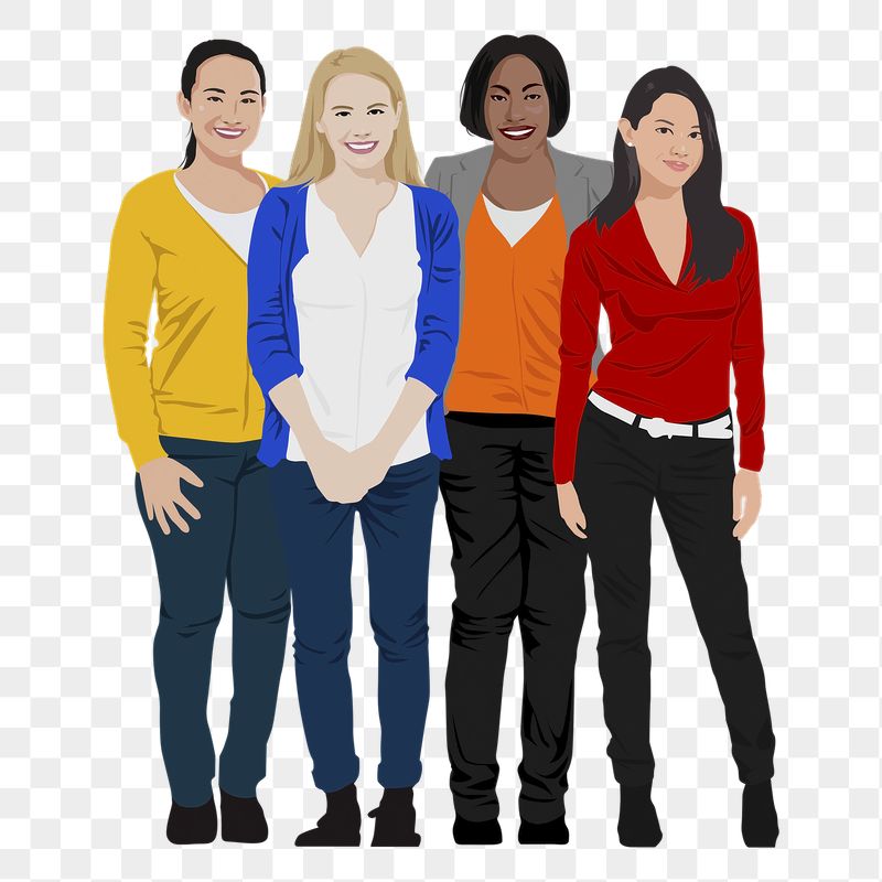 PNG women sticker, standing characters | Free PNG - rawpixel