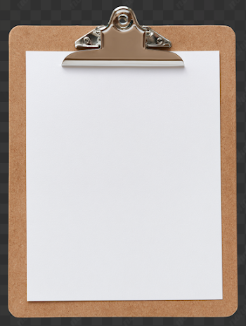 PNG Wooden Clipboard with Metal Binder Clip on Black Background
