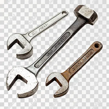 PNG Wrenches and Hammer Tools for Home Improvement on Checkered Surface