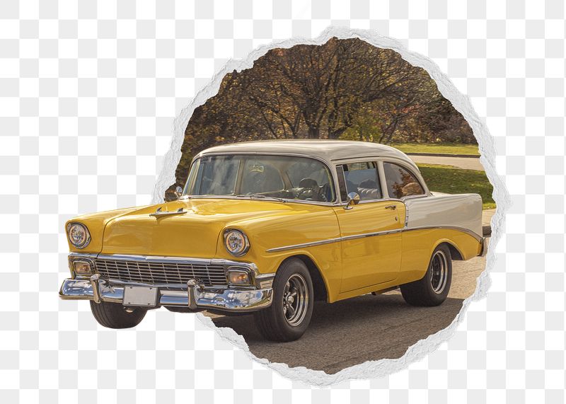 Png yellow classic car sticker, | Free PNG - rawpixel