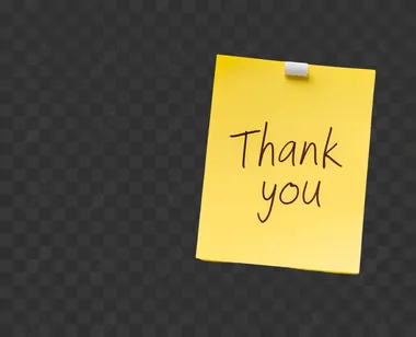 PNG Yellow sticky note expressing gratitude with "Thank you" handwritten.